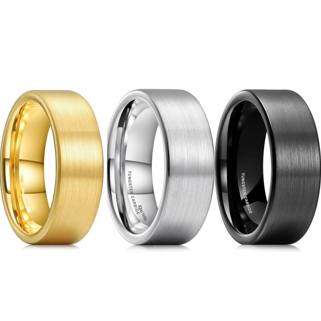 Custom Laser Engraved Tungsten Rings - Matte 18K Gold - Ouyuan