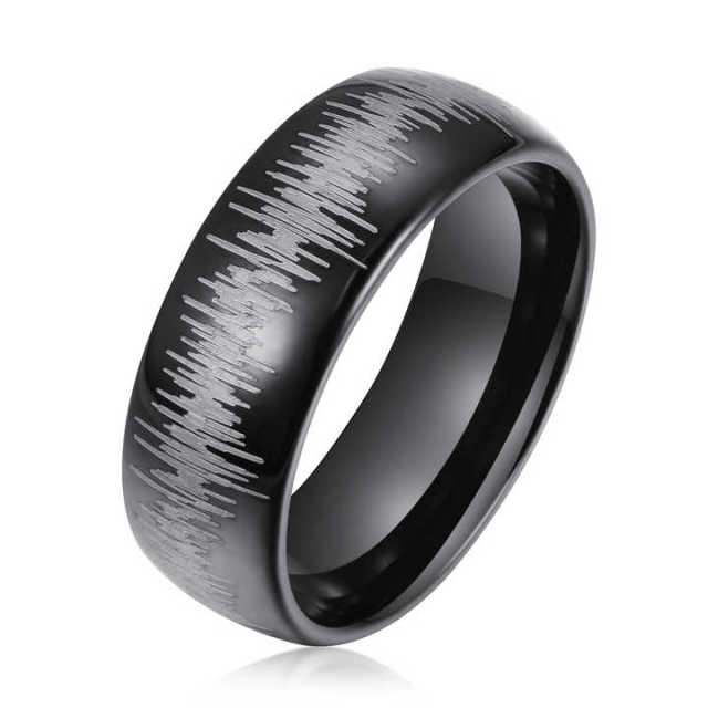 Fashion Fine Jewelry 8mm Black Tungsten Ring for Women Men Engagement Wedding Band Laser Engraved Beveled Polished Comfort Fit