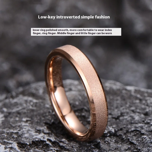 Men's Jewelry Tungsten Carbide Blue and Gold Ring Simple Blue Fashionable High-grade Personality 4mm Men and Women Ring