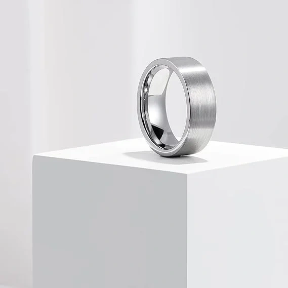 Custom Laser Engraved Tungsten Rings - Matte 18K Gold - Ouyuan