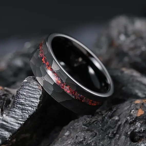 Wholesale Black Plated Tungsten Ring Wood Inlay Men Tungsten Carbide Rings Fine Jewelry Ring
