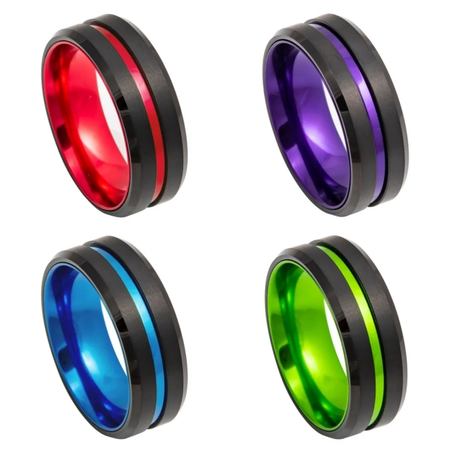 8mm Wholesale Tungsten Steel Classic Alumina Combine Tungsten Carbide Custom Men Rings Wedding Rings Fashion Jewelry Rings