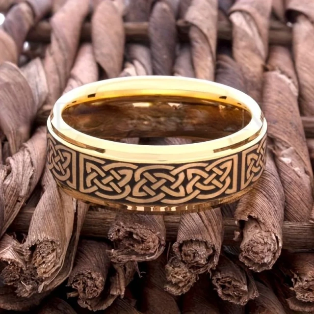 Wholesale Price Engraved Logo Engagement Women Men Band 8mm Laser Tungsten Ring Wedding Rings Tungsten Gold Jewelry