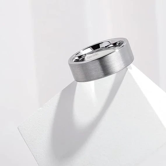 Custom Laser Engraved Tungsten Rings - Matte 18K Gold - Ouyuan