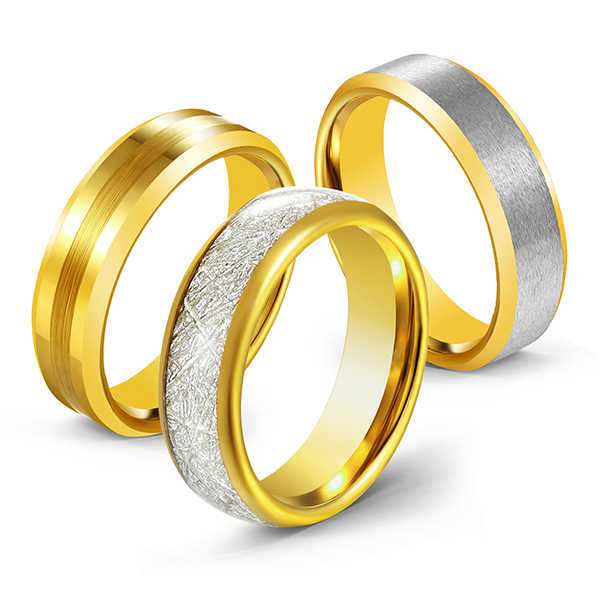 24K 18K Gold Ring Tungsten 6mm New Design Sliver and Gold Tungsten Ring Man