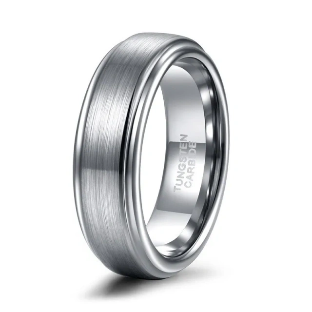 6mm & 8mm Tungsten Wedding Bands - Gold Silver Black Wood - Ouyuan