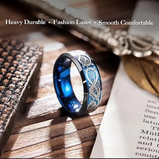 Custom Fashion Jewelry Wedding Band Blue Tungsten Carbide Ring Wholesale Man Tungsten Ring Jewelry for Women Men