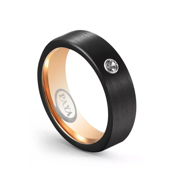 Customized Zircon Diamond Inlay Black Gold Tungsten Carbide Wedding Jewelry Tungsten Ring