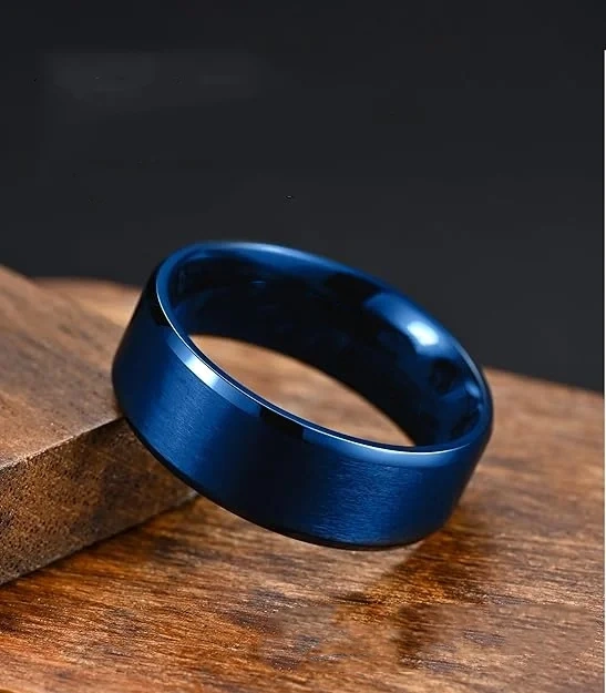 Wholesale Price Luxury Blue Plated 8mm 6mm 4mm Matted Men Tungsten Carbide Rings Wedding Band Fashion Men Jewelry