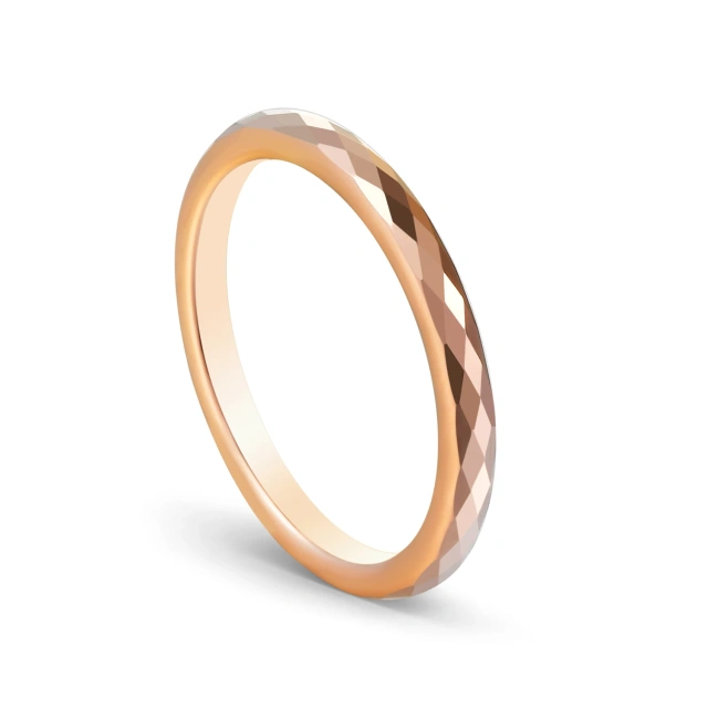 Faceted Women Rings Rose Gold Tungsten Wedding Ring Hammer Gold 18k in China Factory