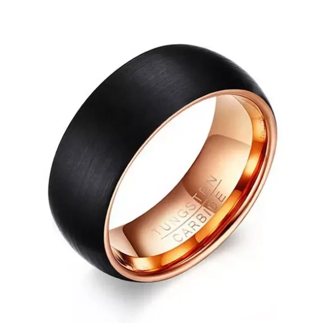 Customized Zircon Diamond Inlay Black Gold Tungsten Carbide Wedding Jewelry Tungsten Ring