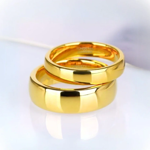 Luxury 14K Gold Plated Tungsten Rings - Classic Band - Ouyuan