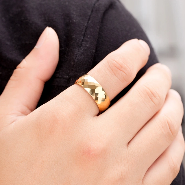 In Stock Best Selling Fashion Jewelry 8mm High Polished Surface 24K Gold Plated Tungsten Carbide Ring Wedding Rings for Men Gold