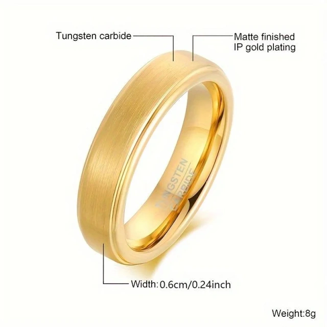 Wholesale Luxury Jewelry Lower Price Handmade 6MM Tungsten Carbide Brushed Men Gold Rings Custom Tungsten Ring Gold Wedding Ring