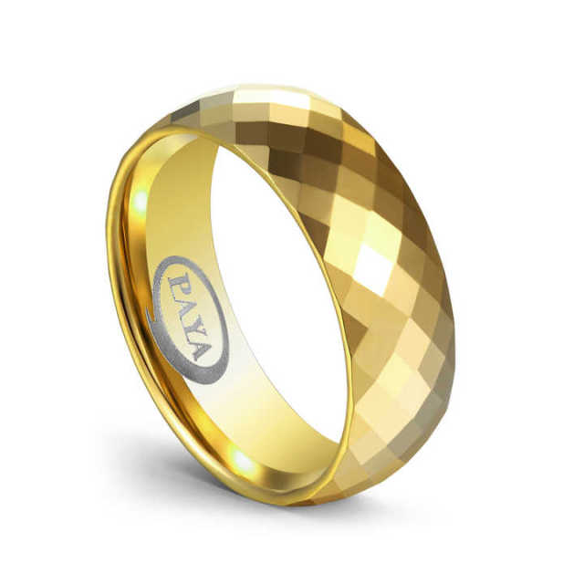 Faceted Women Rings Rose Gold Tungsten Wedding Ring Hammer Gold 18k in China Factory