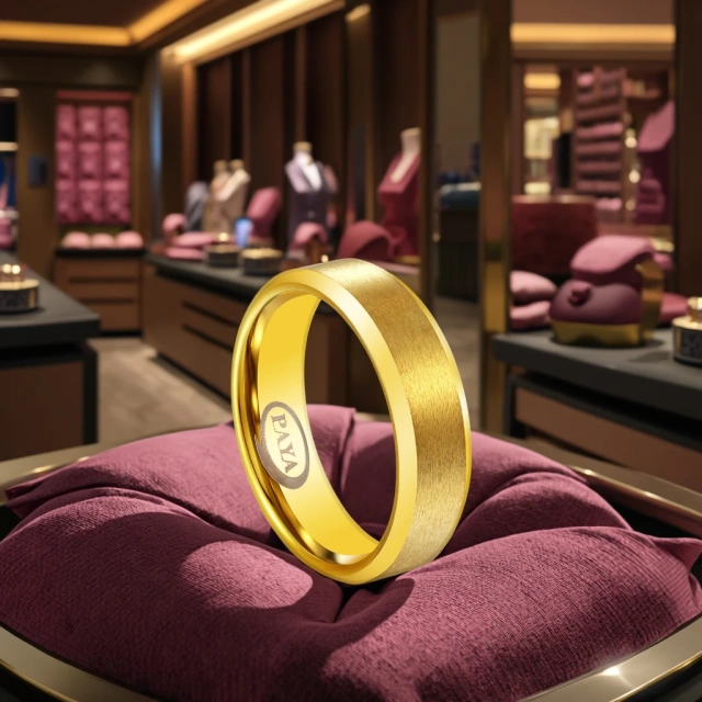 New Design High Polished 8mm Wide 14K 18K  21k Gold Plated  Saudi Gold Tungsten Ring Jewelry