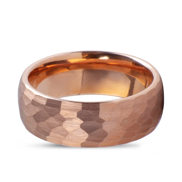 Wholesale Tungsten Ring Hammered 8mm Rose Gold Plated Wedding Band for Men
