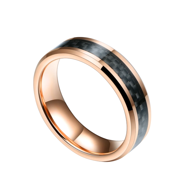 Black Fiber Patch Chunky Tungsten Carbide Ring Jewelry Tungsten Gold Plated Blue Carbon Fiber Rings for Men