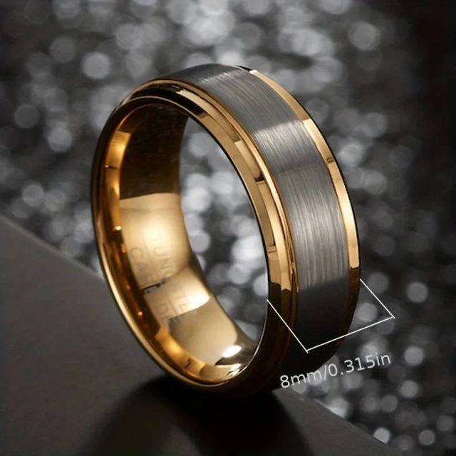 Unisex 8mm Tungsten Steel Rings - Silver & Gold Bands - Ouyuan