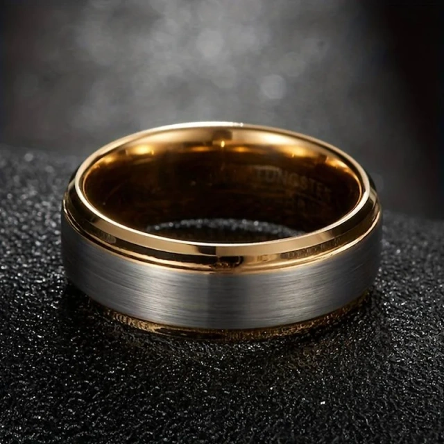 Unisex 8mm Tungsten Steel Rings - Silver & Gold Bands - Ouyuan