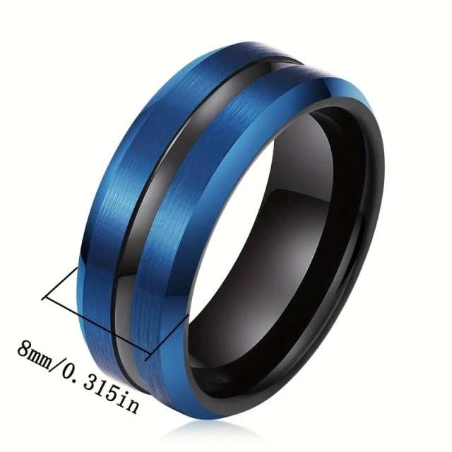 Factory Price Classic 8MM Width Unisex Handmade Tungsten Custom Ring Groove Tungsten Rings Mens Tungsten Ring Black Blue