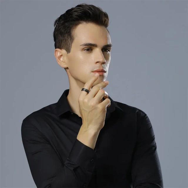 8mm Black Matte Finished Tungsten Rose Gold Line Moissanite Inlay Luxury Wedding Ring for Men Women