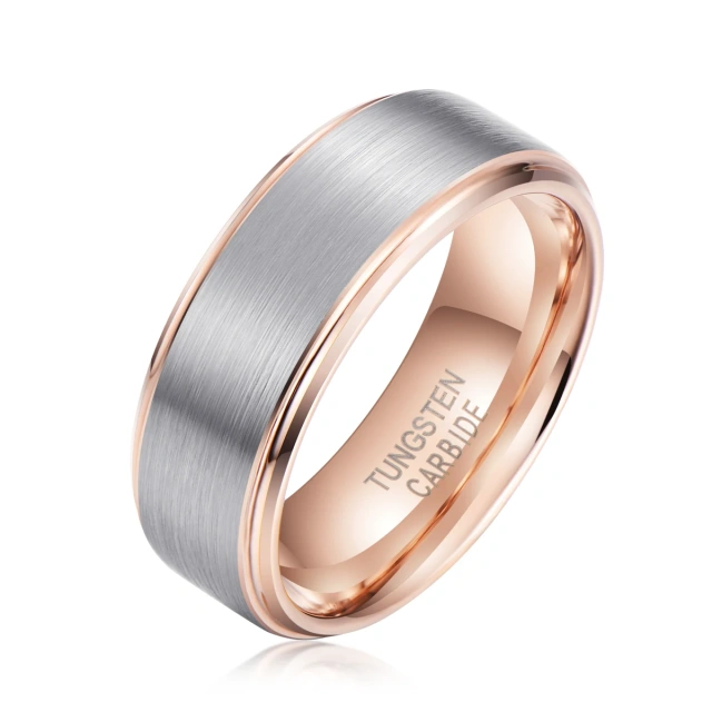 Basic Design Women Men Tungsten Engagement Band Matte Brushed 18K Rose Gold Wedding Rings Fashion Jewelry Tungsten Carbide Ring