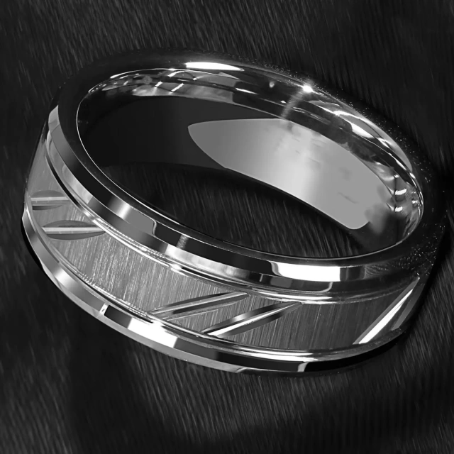 Newest Design Custom 8mm 6mm Couple Silver Tungsten Ring Grooved Stepped Brushed Wedding Rings Couple Set