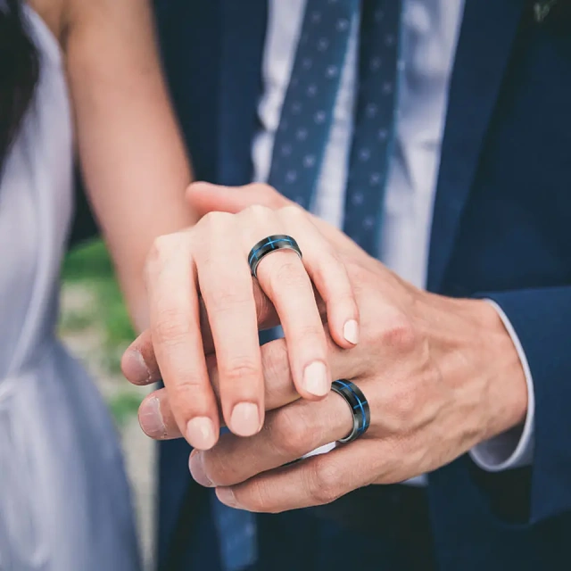 Blue and Black Plated Hot Selling Reasonable Price Tungsten Rings Made