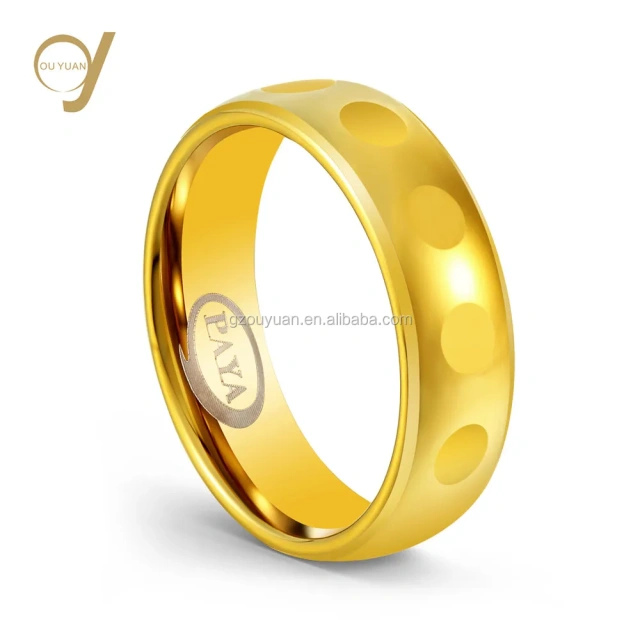 New Design High Polished 8mm Wide 14K 18K  21k Gold Plated  Saudi Gold Tungsten Ring Jewelry