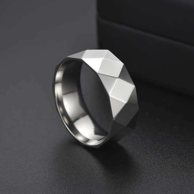 High Polished Faceted Tungsten Rings - 8mm & 4mm Sets - Ouyuan