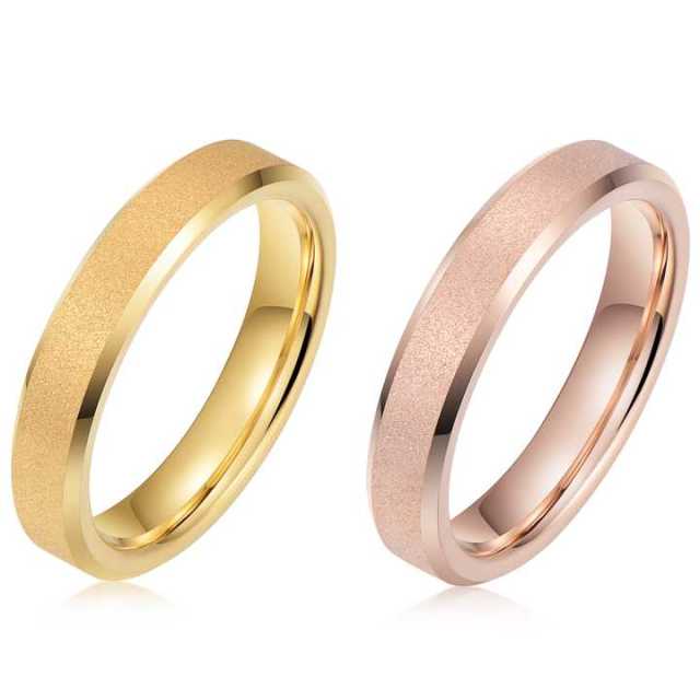 Custom Classic Style 4mm Center Matte Finish Rose Gold Plated Tungsten Ring for Men Women Couple Set Wedding Rings