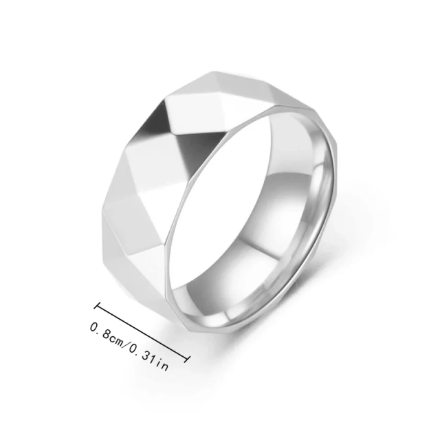 High Polished Faceted Tungsten Rings - 8mm & 4mm Sets - Ouyuan