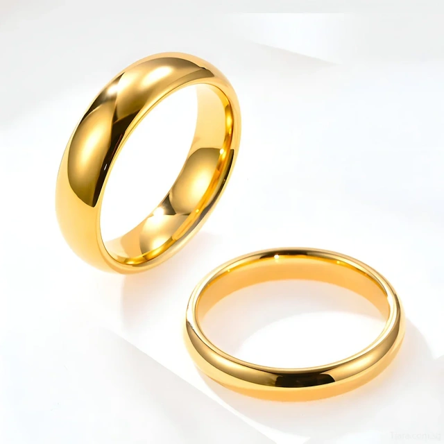 Luxury 14K Gold Plated Tungsten Rings - Classic Band - Ouyuan