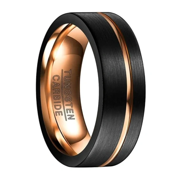 Wholesale Factory Price 8mm Black Rose Gold Plated Custom Tungsten Jewelry Men Womens Rings Wedding Rings Fashion Rings