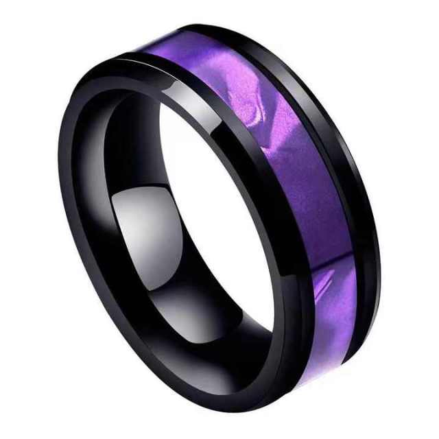 Tungsten Steel Purple Black Shell Blue Color Shell Ring Europe and America Men's New Personalized Gift Customization Wholesale
