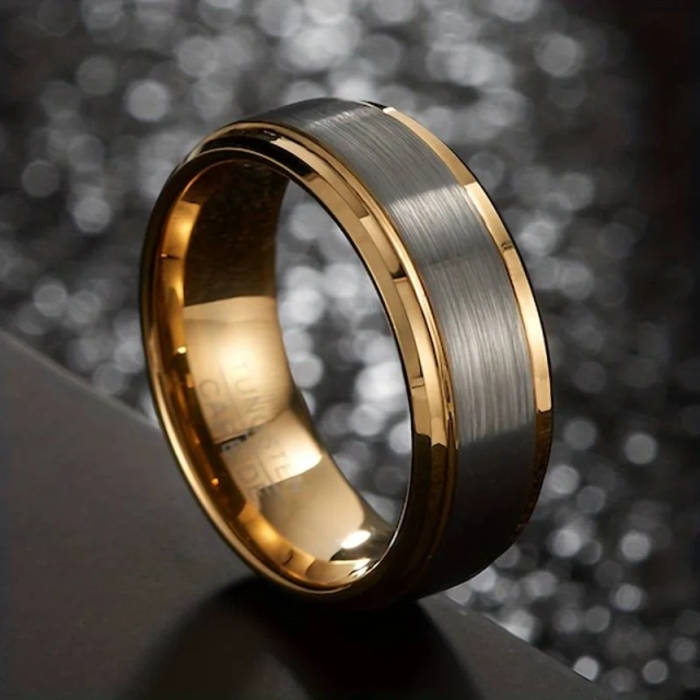 Unisex 8mm Tungsten Steel Rings - Silver & Gold Bands - Ouyuan