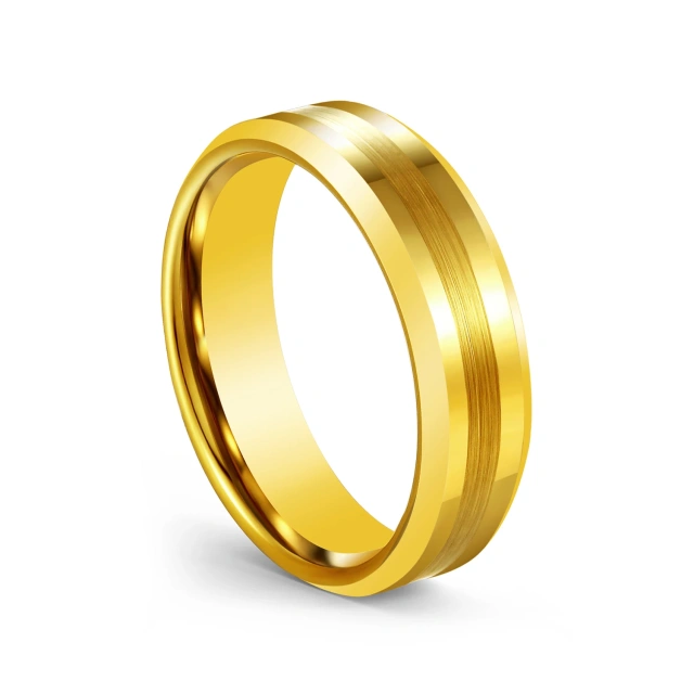 24K 18K Gold Ring Tungsten 6mm New Design Sliver and Gold Tungsten Ring Man