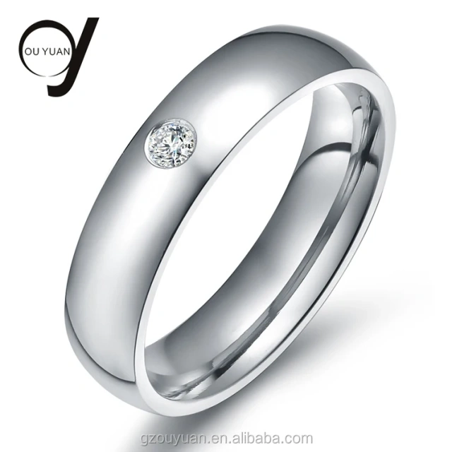 Ouyuan Jewelry 4mm Set With Single Zircon Tungsten Steel Ring Korean Version of Lady's Rose Gold Ring