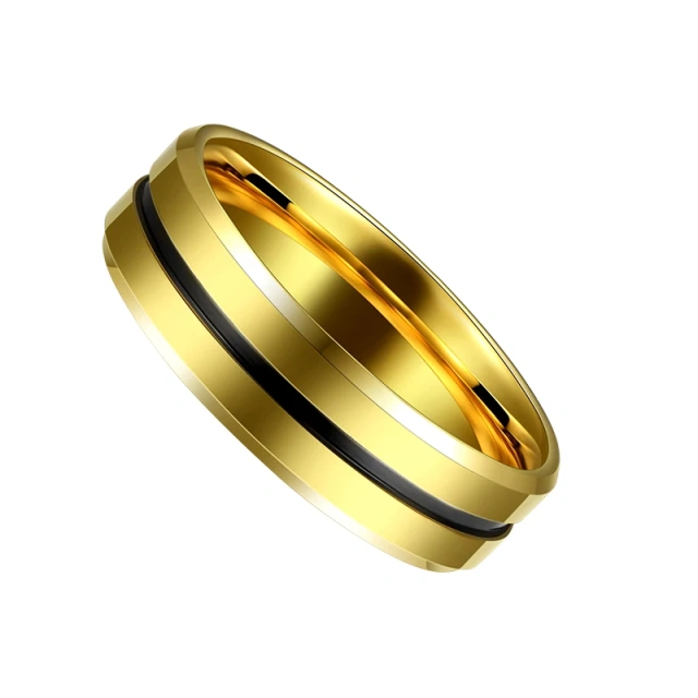 Luxury Black Gold Tungsten Ring Anillos De Hombre Yellow Tungsten Rings for Men