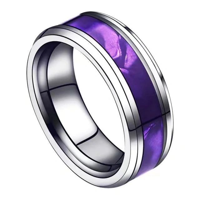 Tungsten Steel Purple Black Shell Blue Color Shell Ring Europe and America Men's New Personalized Gift Customization Wholesale