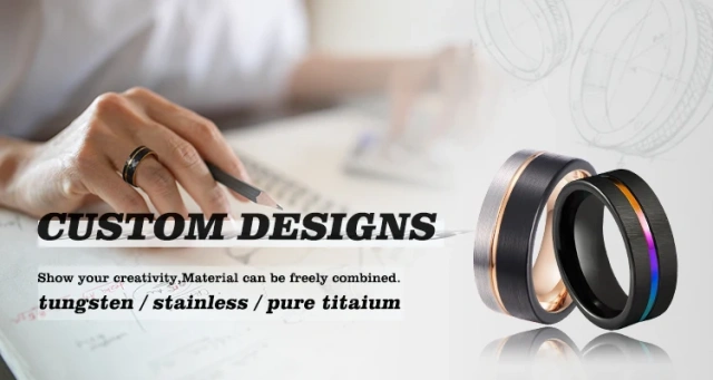 Men's Wedding Ring Men Gems Tungsten Steel Ring square Zircon Ring Black White Diamond