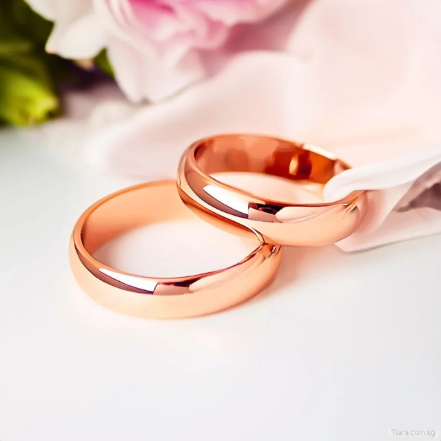 Custom Logo Rose Gold Plated Rings - Polished Tungsten - Ouyuan