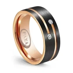 Customized Zircon Diamond Inlay Black Gold Tungsten Carbide Wedding Jewelry Tungsten Ring