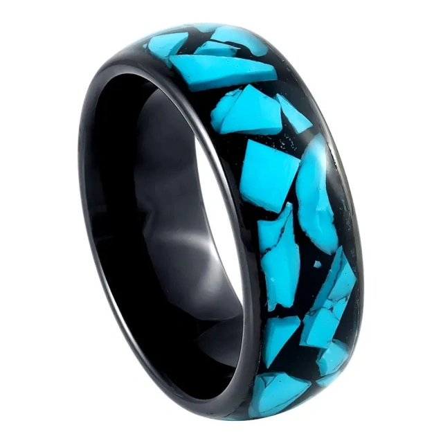 Tungsten Steel Ring Inlay Stone Black Plated Gold Plated Men Fashion Jewelry 8mm 6mm Comfort It Ring
