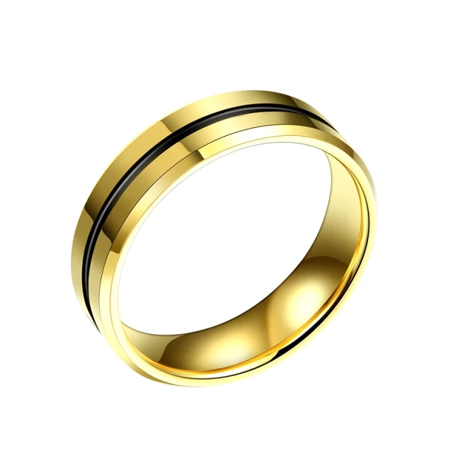 Luxury Black Gold Tungsten Ring Anillos De Hombre Yellow Tungsten Rings for Men