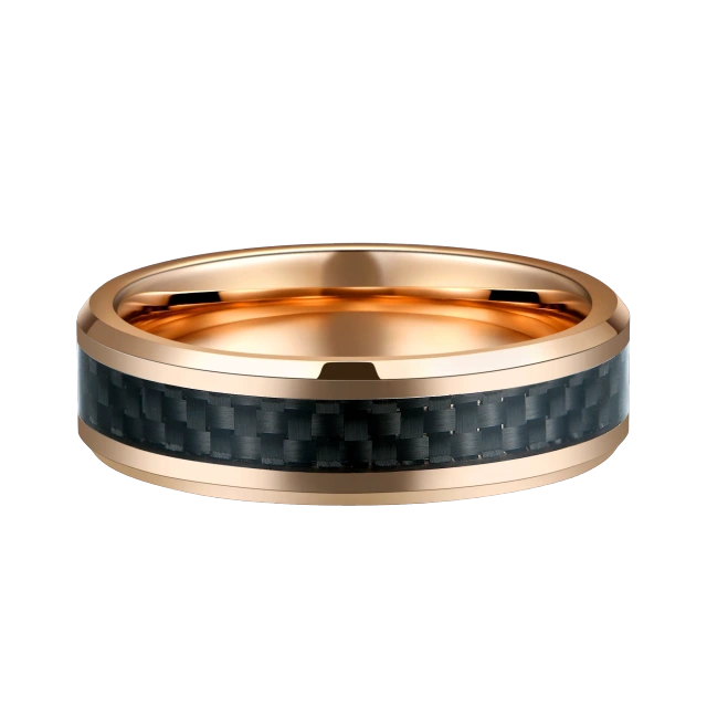 Black Fiber Patch Chunky Tungsten Carbide Ring Jewelry Tungsten Gold Plated Blue Carbon Fiber Rings for Men