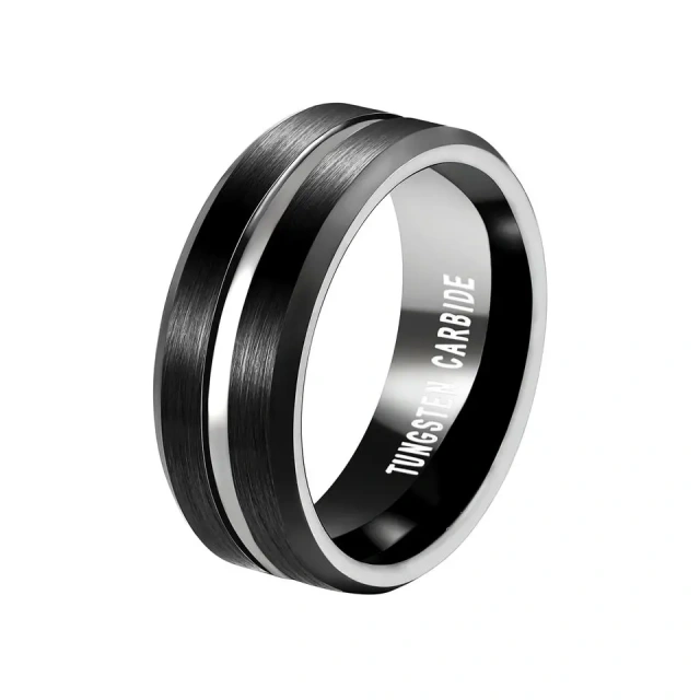 Wholesale Customize Fashion Jewelry Rings Carbon Fiber Stainless Steel Black Ring for Men Jewelry Rose Gold Plated