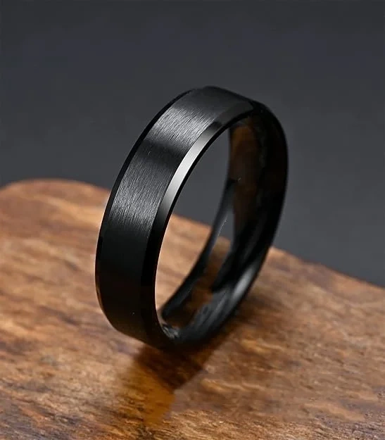 Wholesale Price OEM logo Black Plated Matted Men Tungsten Carbide Rings Wedding Band for Men Fashion Men Jewelry