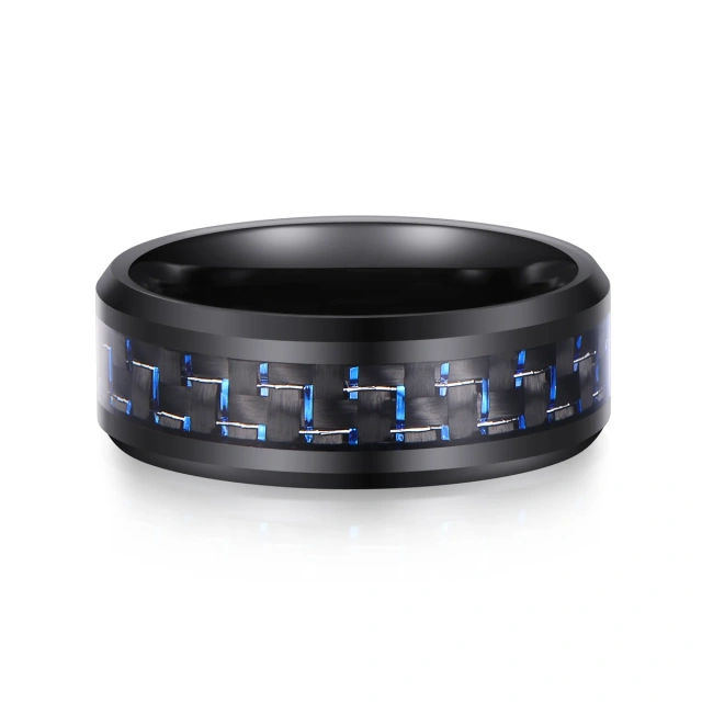 Classic Jewelry 8mm 3 Color Carbon Fiber Inlay Ring Men Tungsten Ring Wedding Band